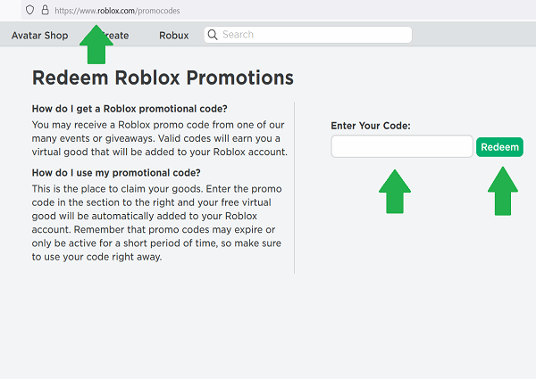 redeem roblox promo codes